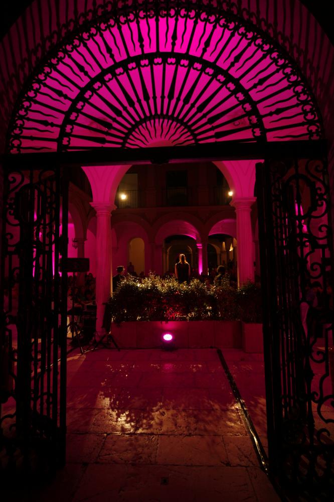 Ars Málaga iluminado durante el concierto