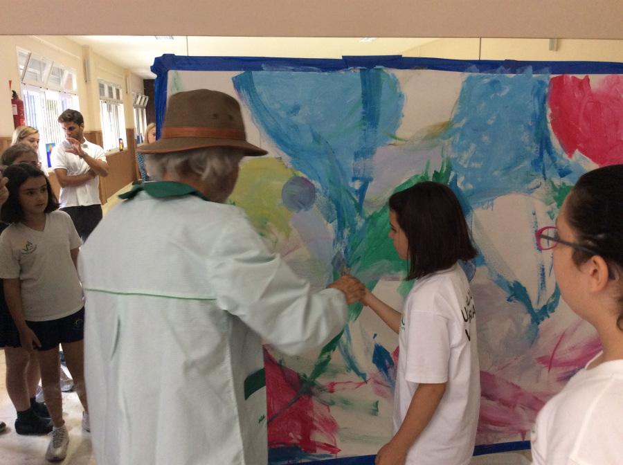 Visita de Jorge Rando al colegio Cardenal Herrera Oria