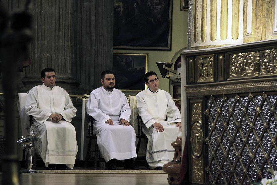 Daniel Martín, Fernando Luque y Francisco Ruiz en su ordenación como diáconos