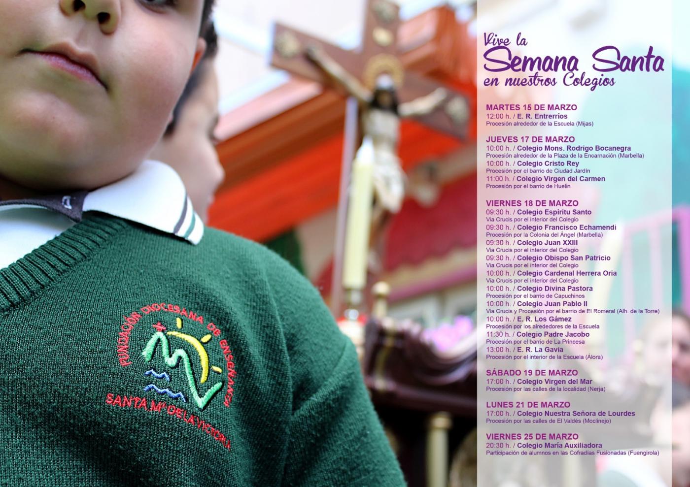 Cartel anunciador de las procesiones en los centros de la Fundación Victoria