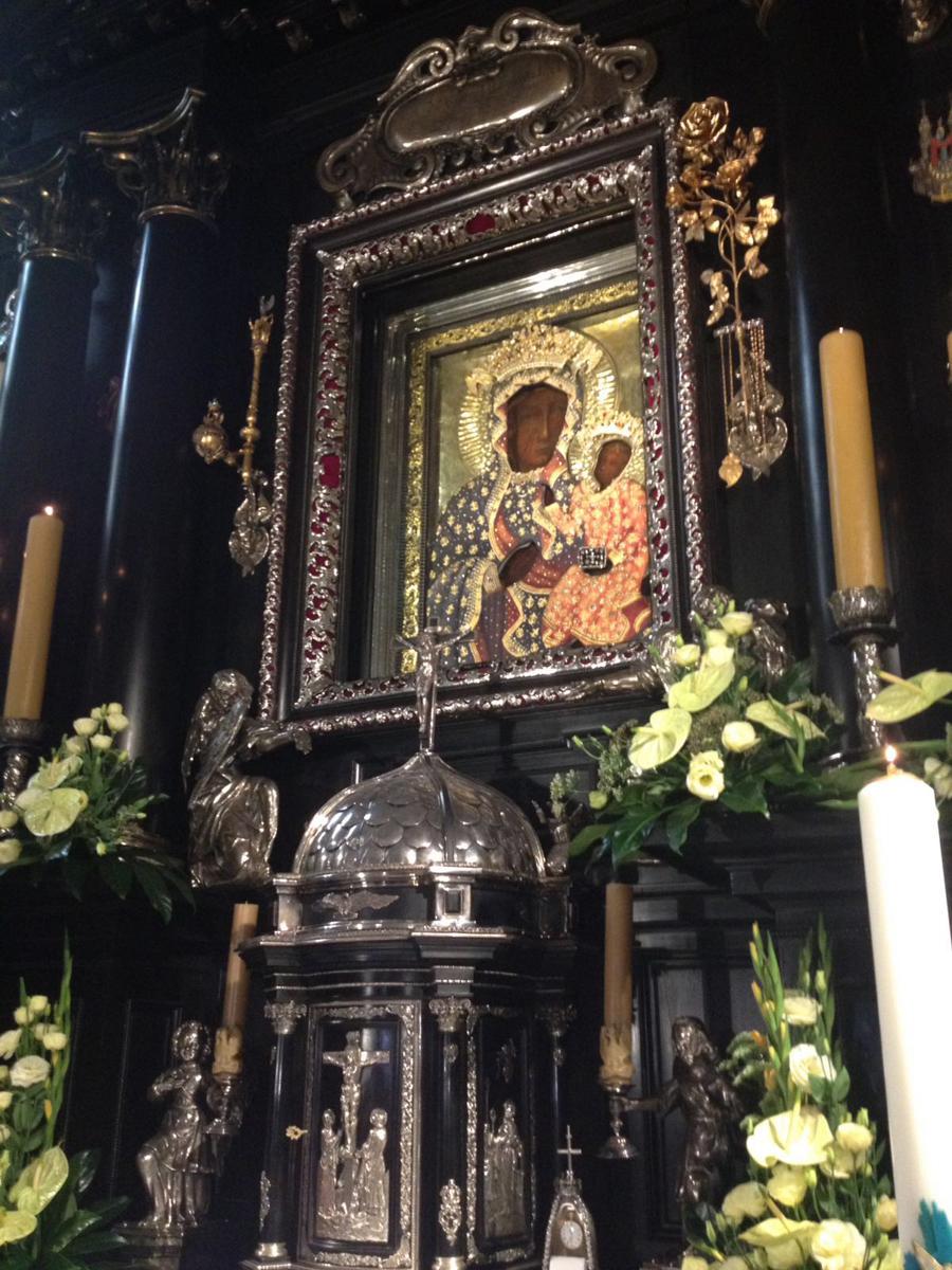 Icono de la Virgen del Santuario de Jasna Gora, en Czetochowa, en la JMJ 2016