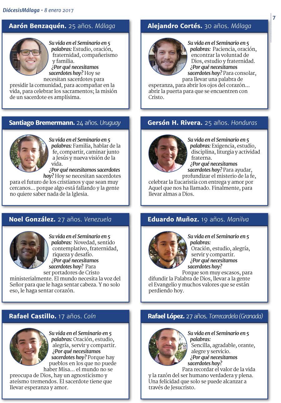Testimonios de los ocho seminaristas que entraron en el curso 2016-2017