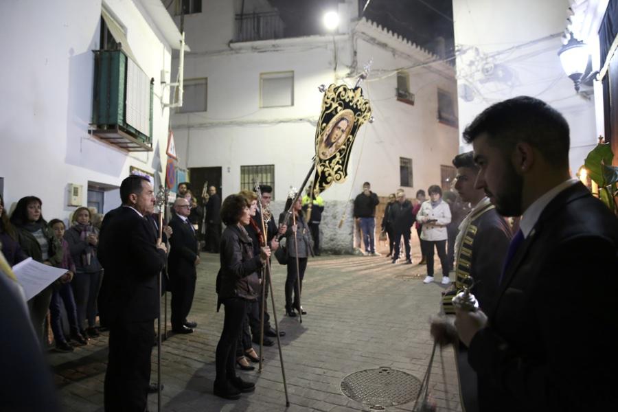 Rosario vespertino con la participación de estandartes de todas las Patronas Marianas de la Diócesis de Málaga, en Algarrobo // Y. MARTÍN
