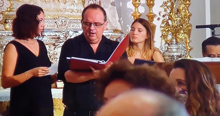 Luis Pacetti durante la Misa a los patronos el 22 de junio de 2020, al poco de ser dado de alta