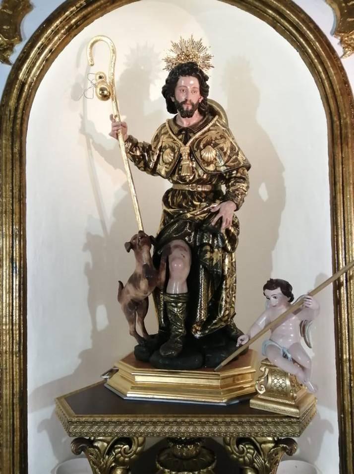 Imagen de San Roque obra de Francisco Buiza en la parroquia de San Miguel Arcángel en Tolox
