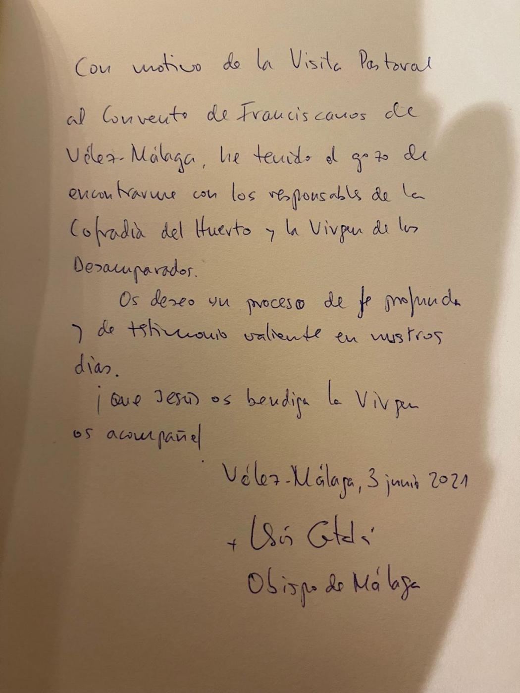 Visita Pastoral del Obispo de Málaga al Convento de San Francisco, en Vélez-Málaga