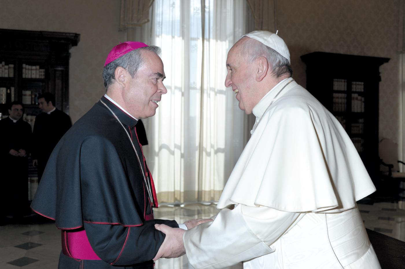 Encuentro con el Papa del Obispo de Málaga en la anterior visita ad limina (2014)