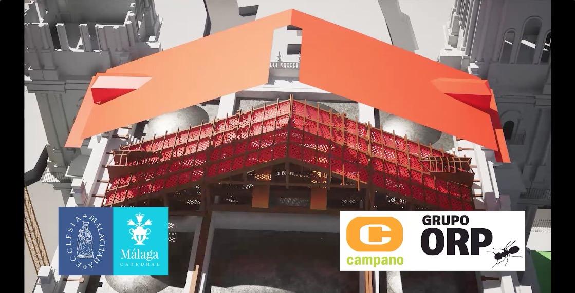 Fotograma del vídeo de Hermanos Campano y Grupo ORP con el proyecto de construcción del tejado de la Catedral