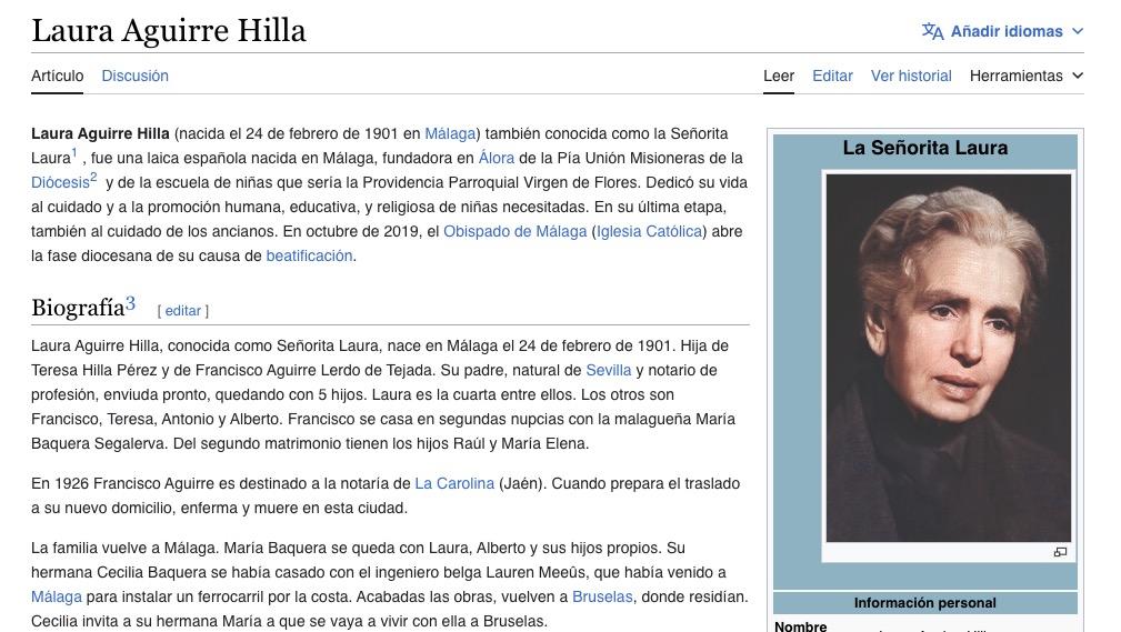 Ya puedes encontrar a la Señorita Laura en Wikipedia