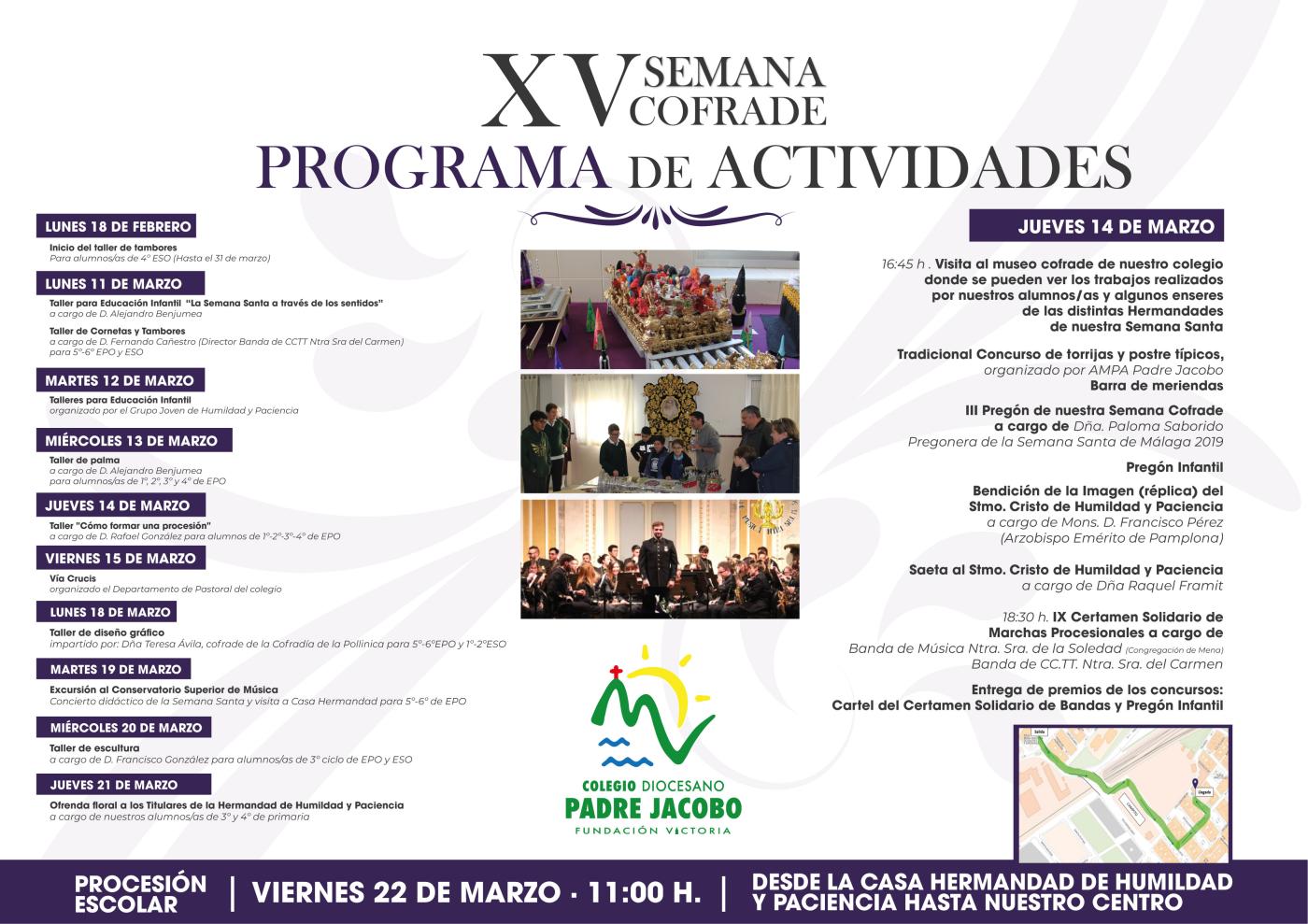 Programa de la XV Semana Cofrade del colegio Padre Jacobo