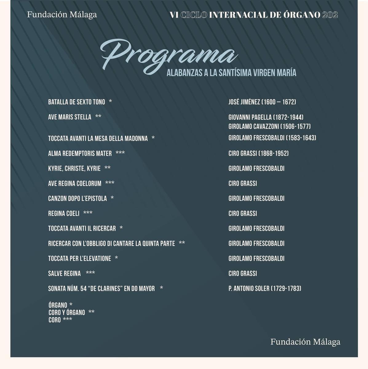 Programa del primer concierto del VI Ciclo Internacional de Órgano