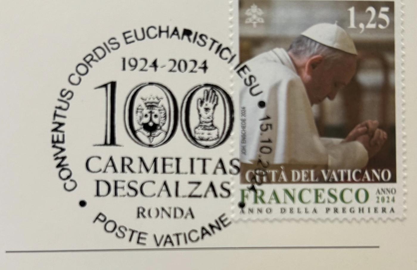 La Santa Sede celebra Santa Teresa con un matasellos del Centenario del Carmelo de Ronda