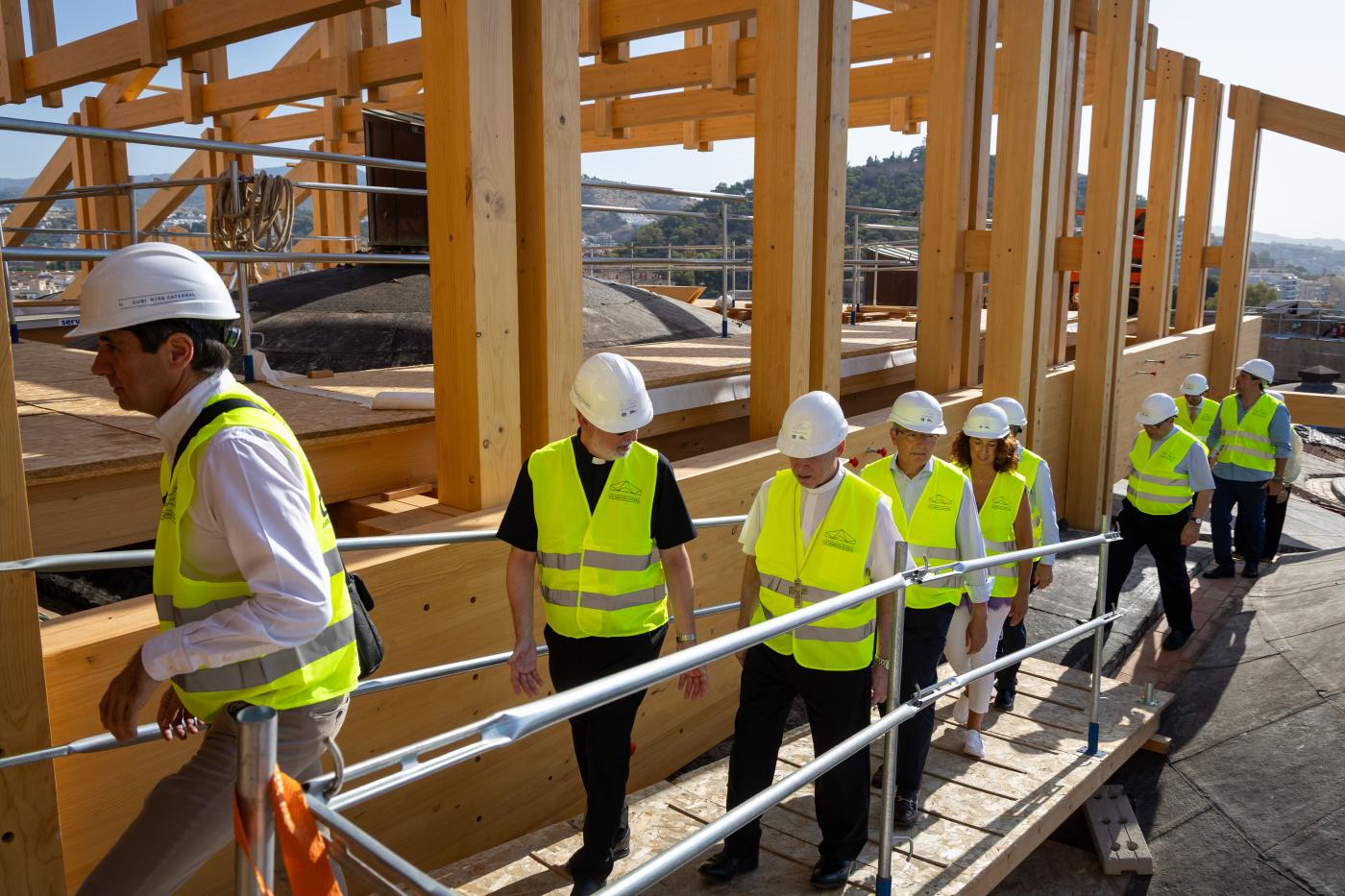 Visita a las obras de las cubiertas de la Catedral de la Diputación Provincial y Fundación Unicaja